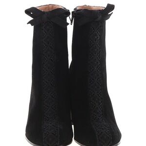 Bettye Muller Black Ankle Boots with Bow Detail